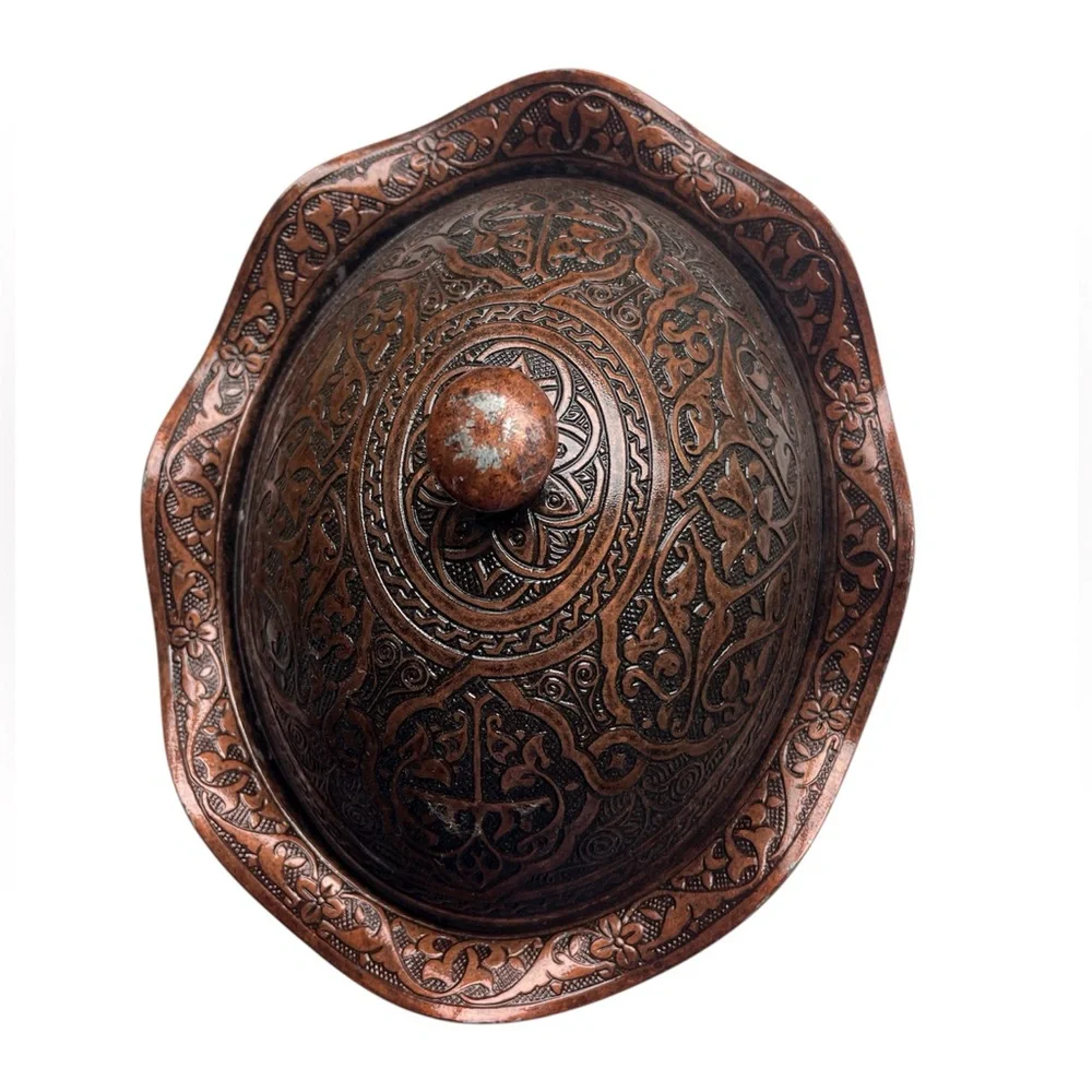 Vintage Sena Turkish Copper Lidded Sugar Bowl - Hand-Engraved, Made in Turkey